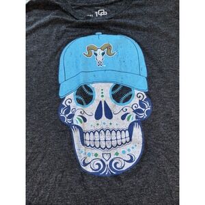 XXL 108 Stitches Brand Sugar Skull Baseball‎ Shirt With Skull Rhode Island U Ram